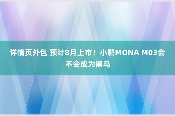 详情页外包 预计8月上市！小鹏MONA M03会不会成为黑马