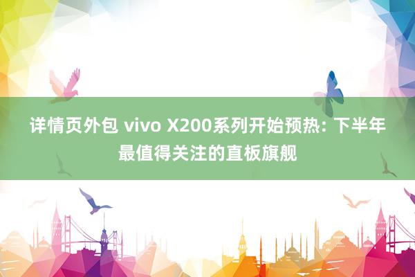 详情页外包 vivo X200系列开始预热: 下半年最值得关注的直板旗舰